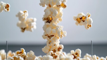 Popcorn Cascading Down in a Whimsical and Playful Culinary Scene