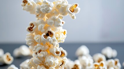 Deliciously Buttered Popcorn Piled High on White Background Ready for Snacks
