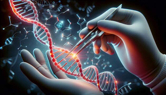 DNA A hyper-realistic close-up of a scientist's gloved hand using precision tweezers to edit a glowing D1.jpg