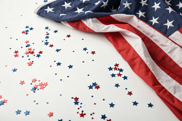 American flag with July 4th date U.S. Independence Day