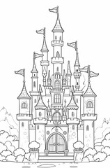 Fototapeta premium illustration of a castle Coloring Page