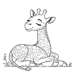 A sleeping kawaii giraffe