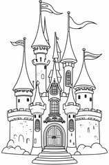 vector illustration of a Castle Coloring Page