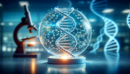 DNA A conceptual 3D model of a DNA strand being replicated, with one strand being copied by a new strand1.jpg