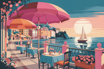 Obraz premium Sunset Dinner Scene
