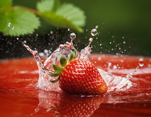 strawberry in water splash