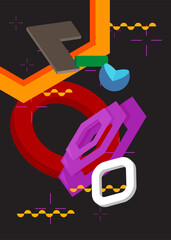 Geometrical graphic retro theme cover. Minimal geometric elements poster design. Vintage abstract shapes template for poster banner.