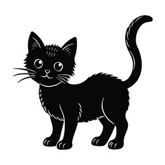 Kitten with Puffy Tail Displaying Astonished Expression