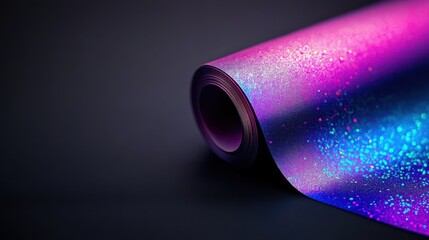 Vibrant Pink and Blue Glitter Wrapping on Elegant Black Background