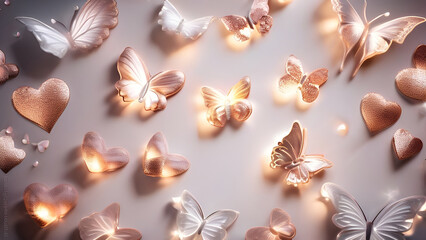 christmas butterflies lights background