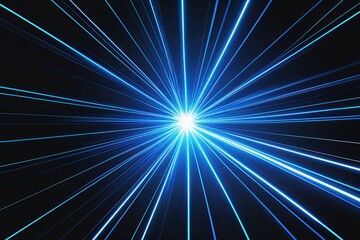 Obraz premium Neon Blue Glow Rays Effect on Dark Background for Stunning Visuals