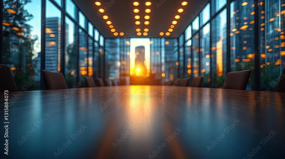 Aufkleber empty modern business office with soft blurred bokeh background, ideal corporate workspace for profe