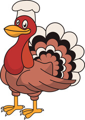 Thanksgiving Turkey Character with Cute Cartoon Design. Vector Illustration.