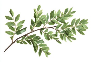 Obraz premium Vibrant Green Branch with Lush Foliage: A Botanical Study