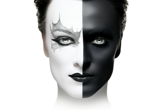 Portrait with Half Face Covered Isolated on Transparent Background