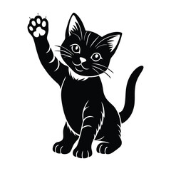 Kitten Stretching Up Playfully with a Raised Paw