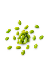 Closeup of fresh juicy organic green cherry tomatoes from the garden isolated on a transparent background with shadow from above, top view, png