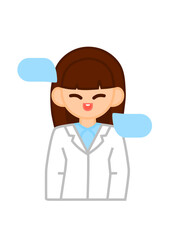 Female Doctor Talking with Text Bubble - Flat Cartoon Character Illustration Vector