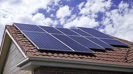 Naklejka premium Modern and eco - friendly house featuring solar panels on its gable roof