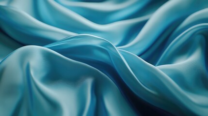 Fototapeta premium Beautiful flowing fabric exhibiting elegant waves and soft textures in blue