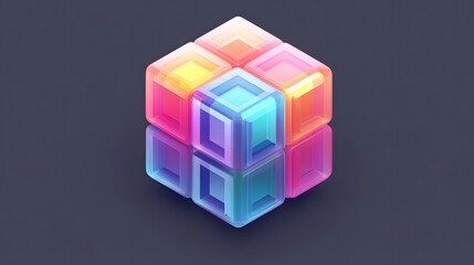Abstract Colorful Cube: A 3D Digital Art Piece