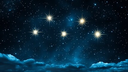 Night Sky With Glowing Stars And Nebulae Clouds