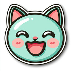 Fototapeta premium Happy cat emoji with playful expression and cute ears