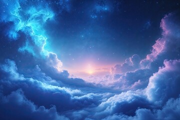 Naklejka premium Dreamy Celestial Blue Gradient Background in Stunning 8K Ultra HD Resolution