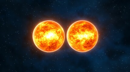 Obraz premium Pair Of Burning Stars Against Starry Night Sky