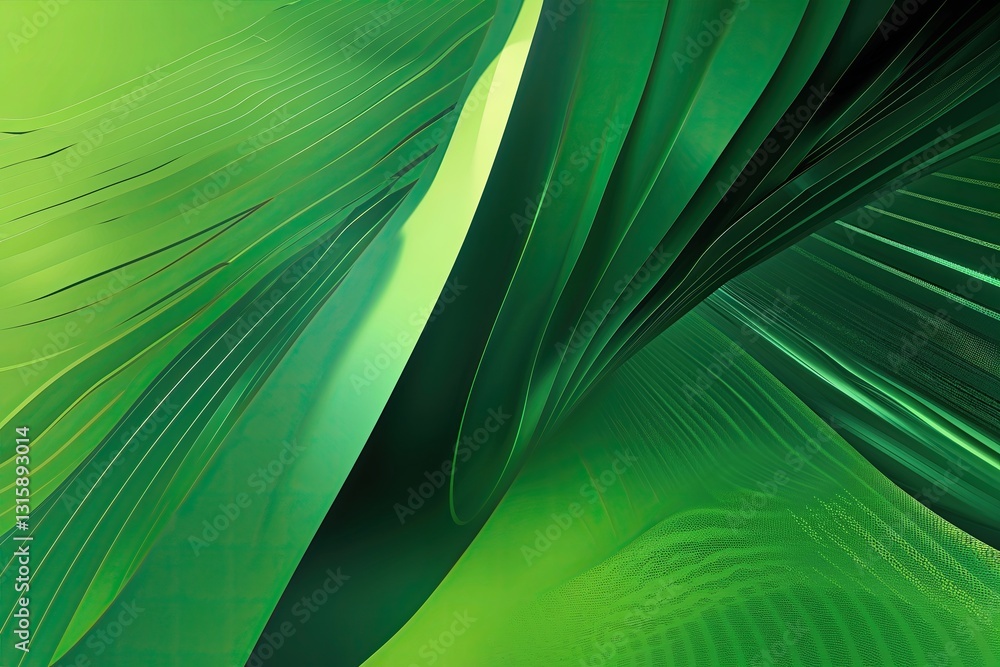 Poster abstract green gradient background with oblique stripes and dots texture