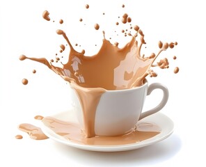 Splashing Coffee Delight: A Creamy Coffee Cup
