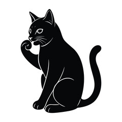 Cat Delicately Licking Its Paw with Grace