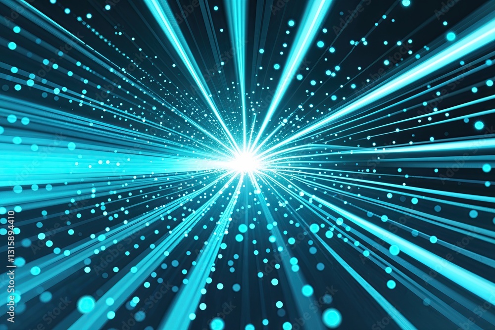 Poster bright cyan luminous halftone background with energizing lines and subtle dots