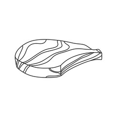 Tomahawk fresh meat part of beef ribs for steak. Thin line illustration.