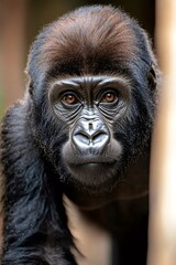 Obraz premium Western lowland gorilla staring with intense look