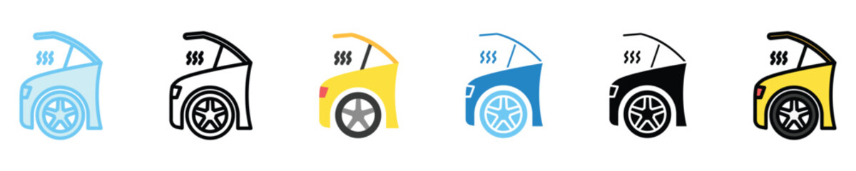 Hood multi style icons set. use for modern concept, print, UI, UX kit, web and app development. Vector EPS 10, related to car service, auto garage, car spare part.