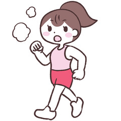 ウォーキングをする女性イラスト