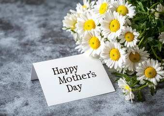 Celebrating Mother's Day with Daisy Flowers and a Greeting Card