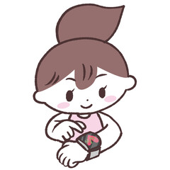 スマートウォッチを操作する女性イラスト
