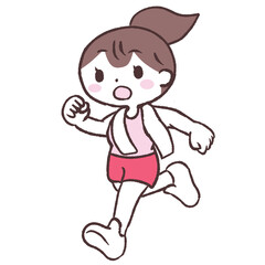 タオルを肩にかけて走る女性イラスト
