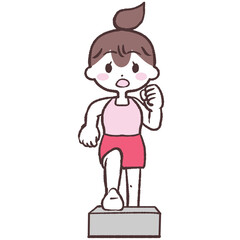 昇降運動する女性正面イラスト