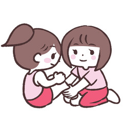 腹筋運動する女性ペアイラスト