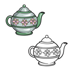 Teapot vector illustration. Simple design. Easy to edit. Drawing. Cartoon. 