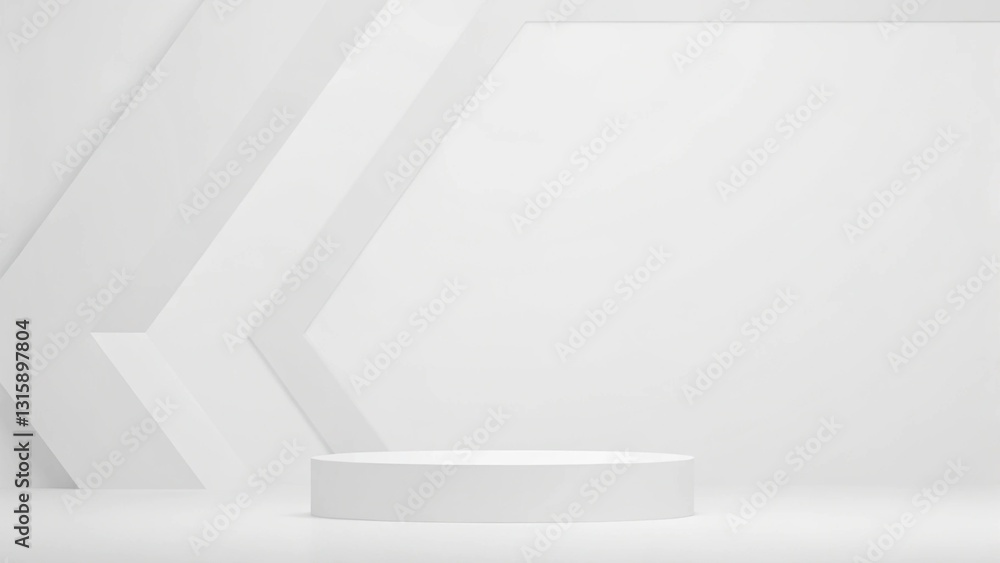 Poster minimal 3d rendering scene with composition, empty step cube shades of white pastel podium for a cos