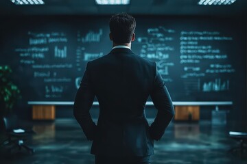 Confident Presenter in Business Suit at Conference Room