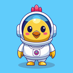 Cute Chick Astronaut Exploring Space