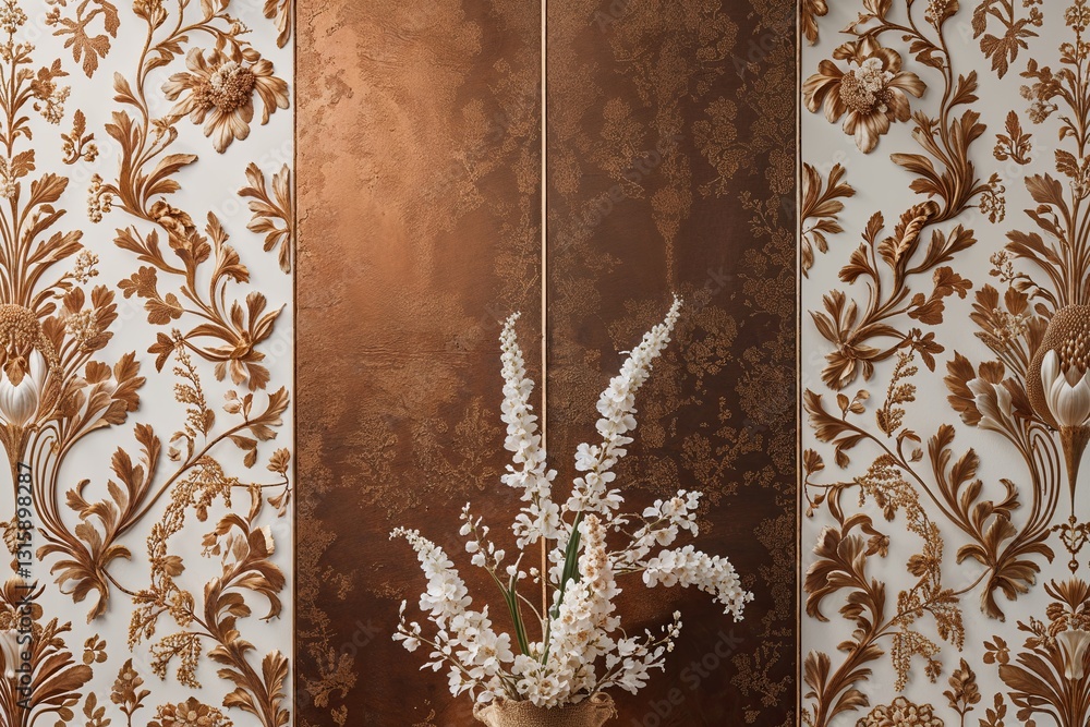 Poster elegant bronze and cream patterned backdrop with curated textures