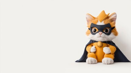 Adorable Superhero Kitten  Cute Cat in Costume  Fun Illustration