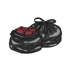 Sacrificial meat in large black plastic during Eid alAdha