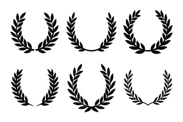 Set of Classic Laurel Wreaths in Black and White